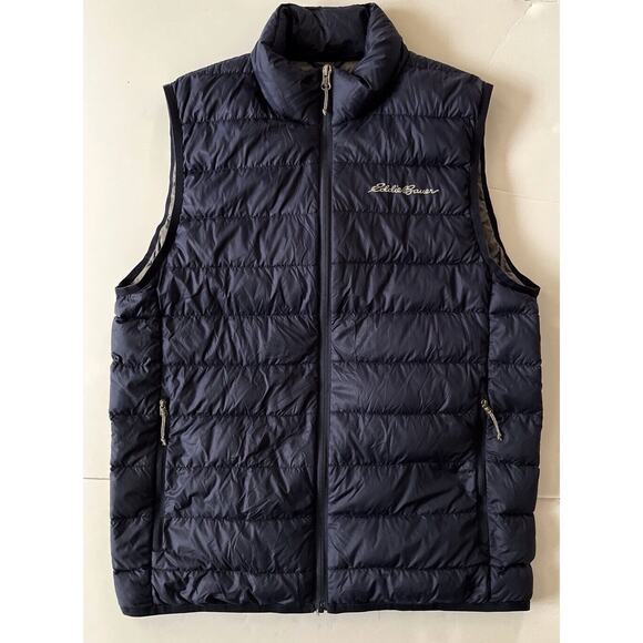 Eddie Bauer EB650 Quilt Puffer Down Vest Jacket Mens S Full Zip Navy Hiking Ski - Picture 3 of 9